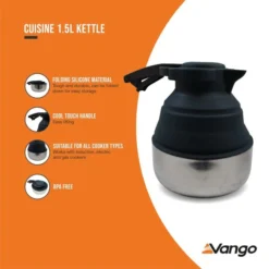 Vango Cuisine 1.5 Ltr Kettle Deep Grey -Vago Camping Shop cuisine 1.5l kettle deep grey low res medium