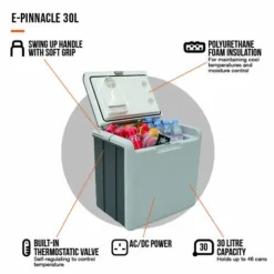 Vango E-Pinnacle 30L Cooler -Vago Camping Shop e pinnacle 30l infographic lo