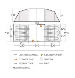 Vango Castlewood 800XL Tent Package -Vago Camping Shop floorplan castlewood 800xl