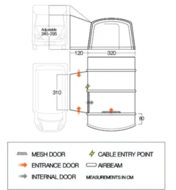 Vango Galli III Tall Air Drive Away Awning -Vago Camping Shop vango 2020 awnings floorplan galli tall 1